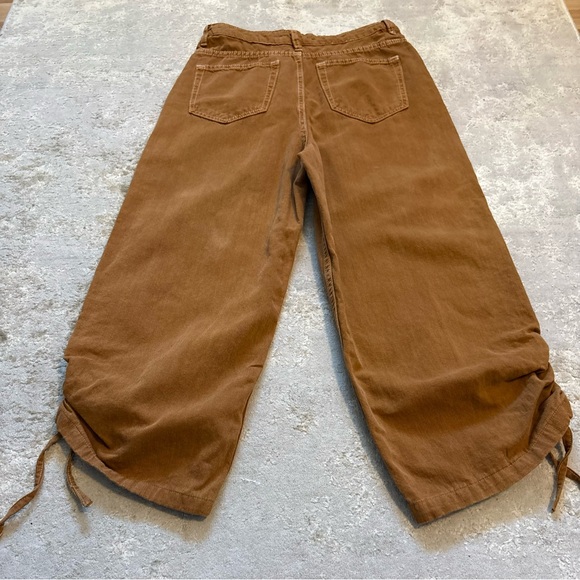 Zara Women’s Brown High Waisted Wide-Leg Cropped Pants W/Drawstring Hem Size 2 - Picture 12 of 13